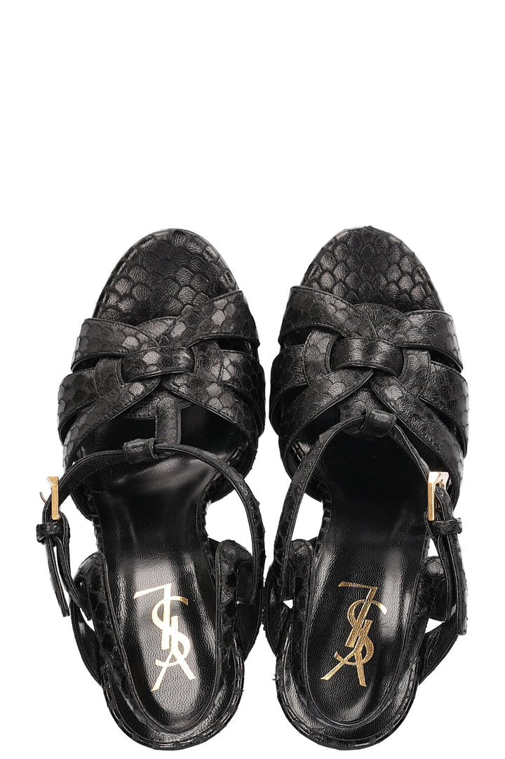 SAINT LAURENT Tribute Heels Python Print Black