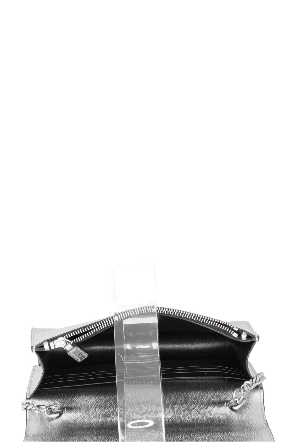 SAINT LAURENT Kate Tassel Bag Grain De Poudre Silver