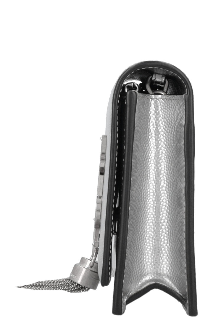 SAINT LAURENT Kate Tassel Bag Grain De Poudre Silver