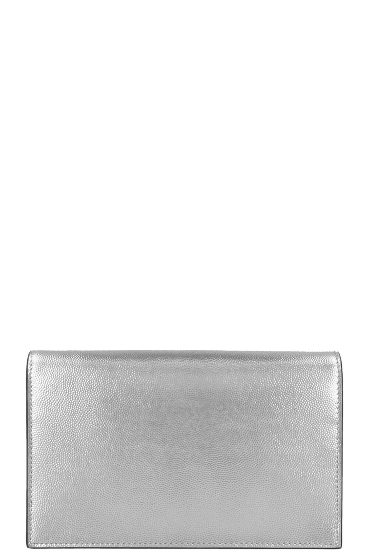 SAINT LAURENT Kate Tassel Bag Grain De Poudre Silver