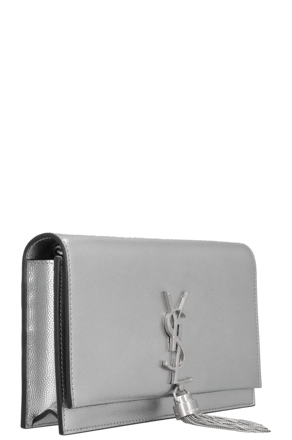 SAINT LAURENT Kate Tassel Bag Grain De Poudre Silver