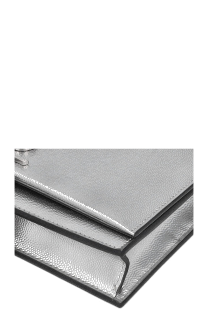 SAINT LAURENT Kate Tassel Bag Grain De Poudre Silver