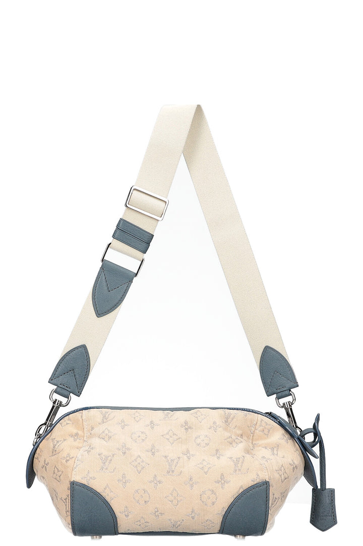 LOUIS VUITTON Pochette Round Monogram Denim White