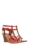LOUIS VUITTON MNG Strap Wedges Brown & Red