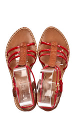 LOUIS VUITTON MNG Strap Wedges Brown & Red