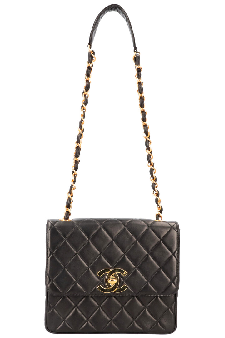 CHANEL Vintage Single Flap Shoulder Bag Quilted Black