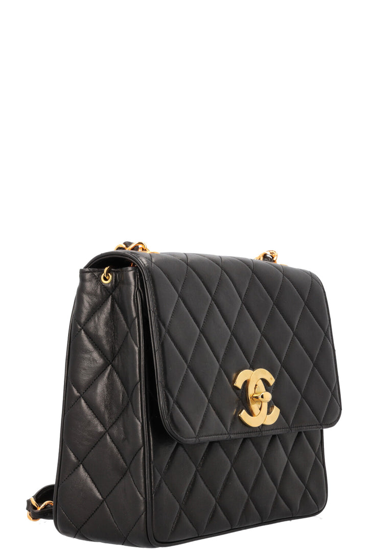 CHANEL Vintage Single Flap Shoulder Bag Quilted Black