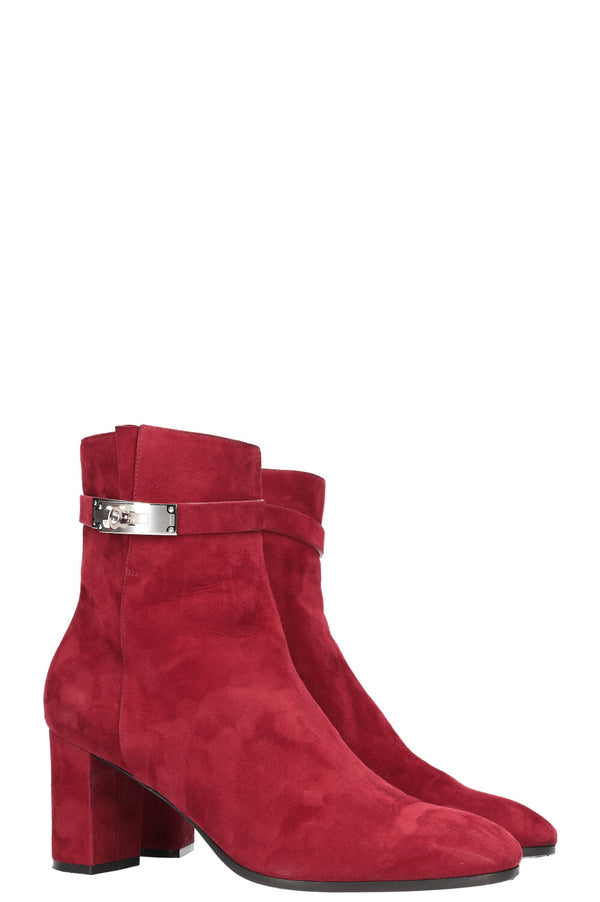 HERMÈS Saint Germain Bottines Daim Bordeaux