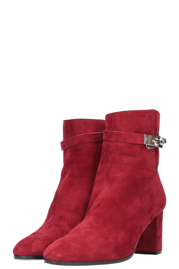 HERMÈS Saint Germain Boots Suede Bordeaux