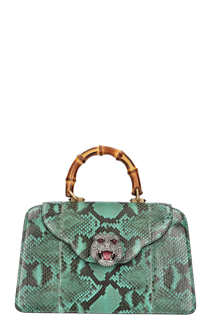 GUCCI Thiara Top Handle Bag Python Petrol