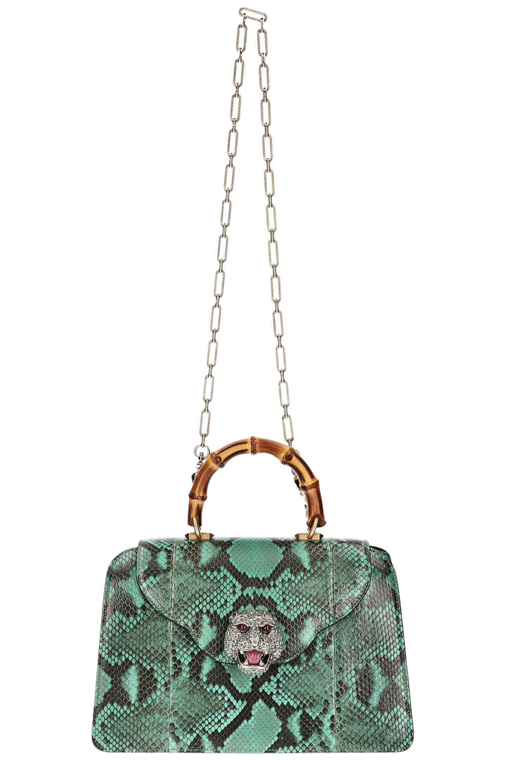 GUCCI Thiara Top Handle Bag Python Petrol