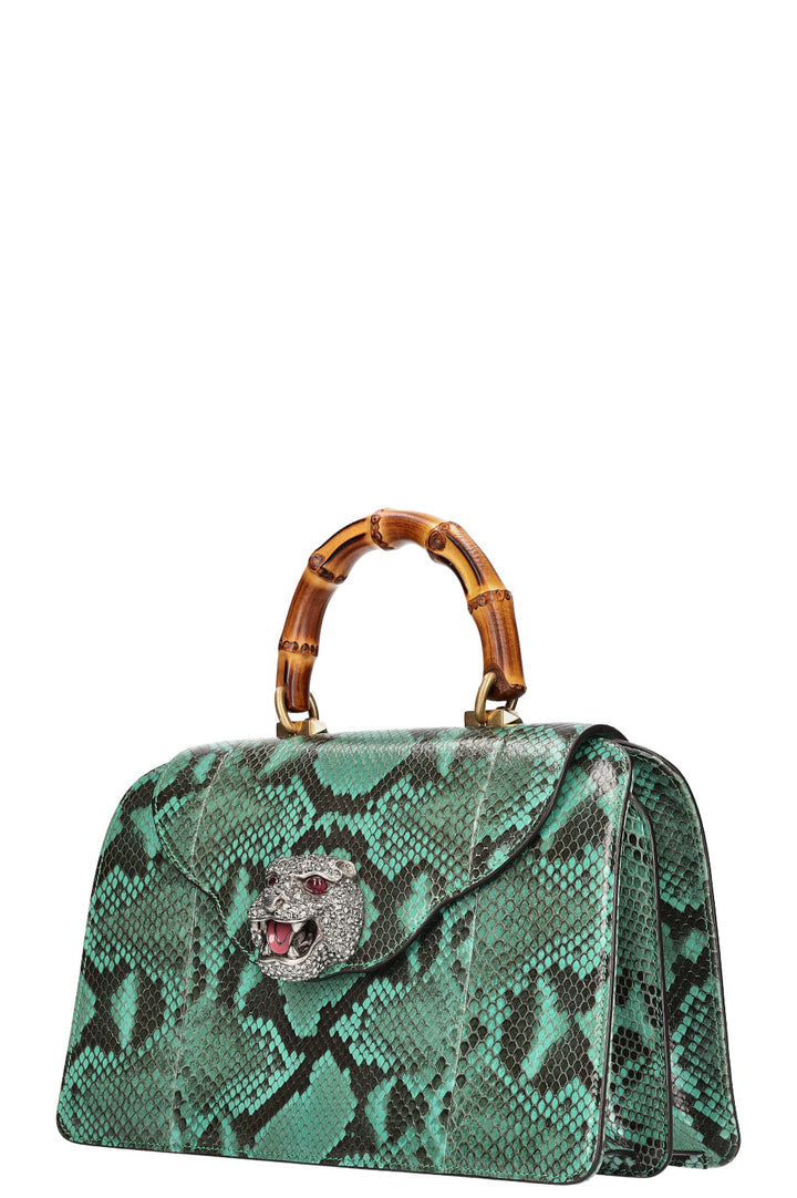 GUCCI Thiara Top Handle Bag Python Petrol