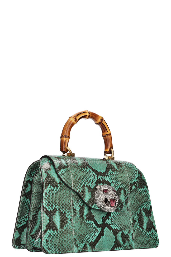 GUCCI Thiara Top Handle Bag Python Petrol