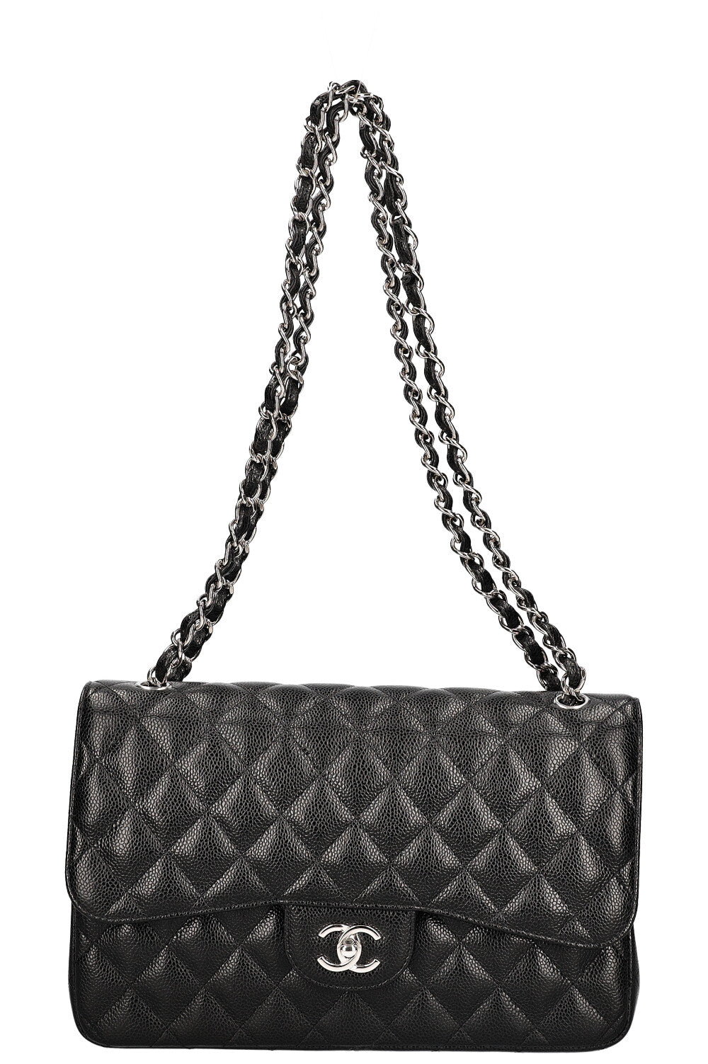 CHANEL Double Flap Bag Large Caviar Black