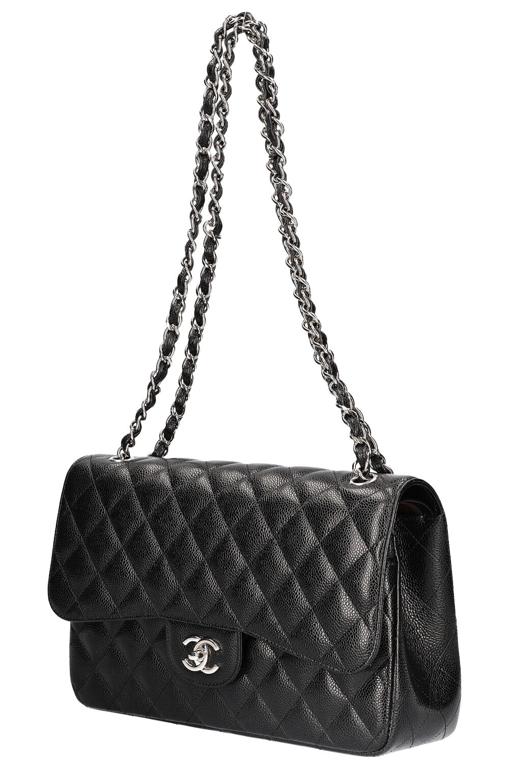 CHANEL Double Flap Bag Large Caviar Black