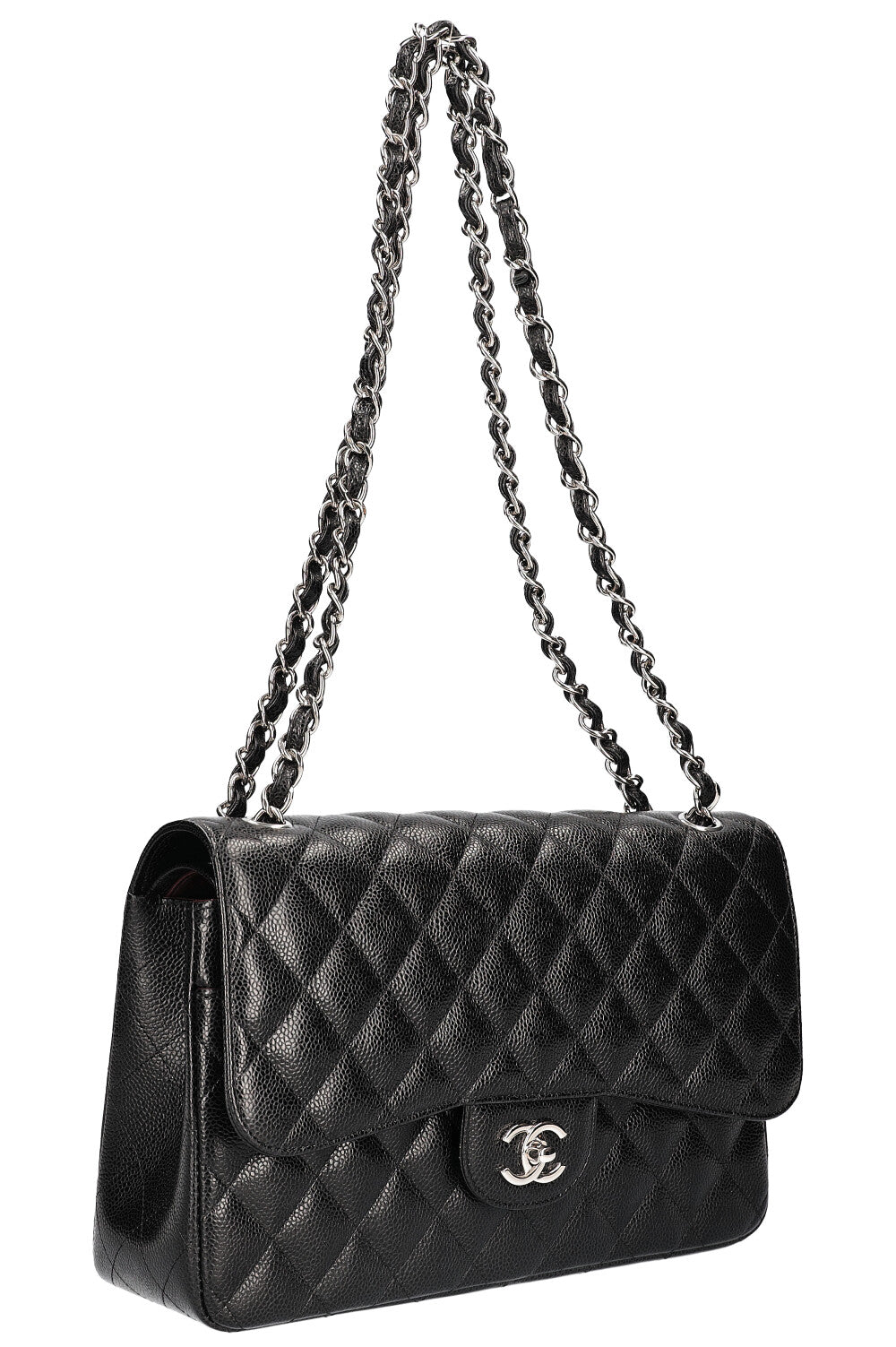 CHANEL Double Flap Bag Large Caviar Black