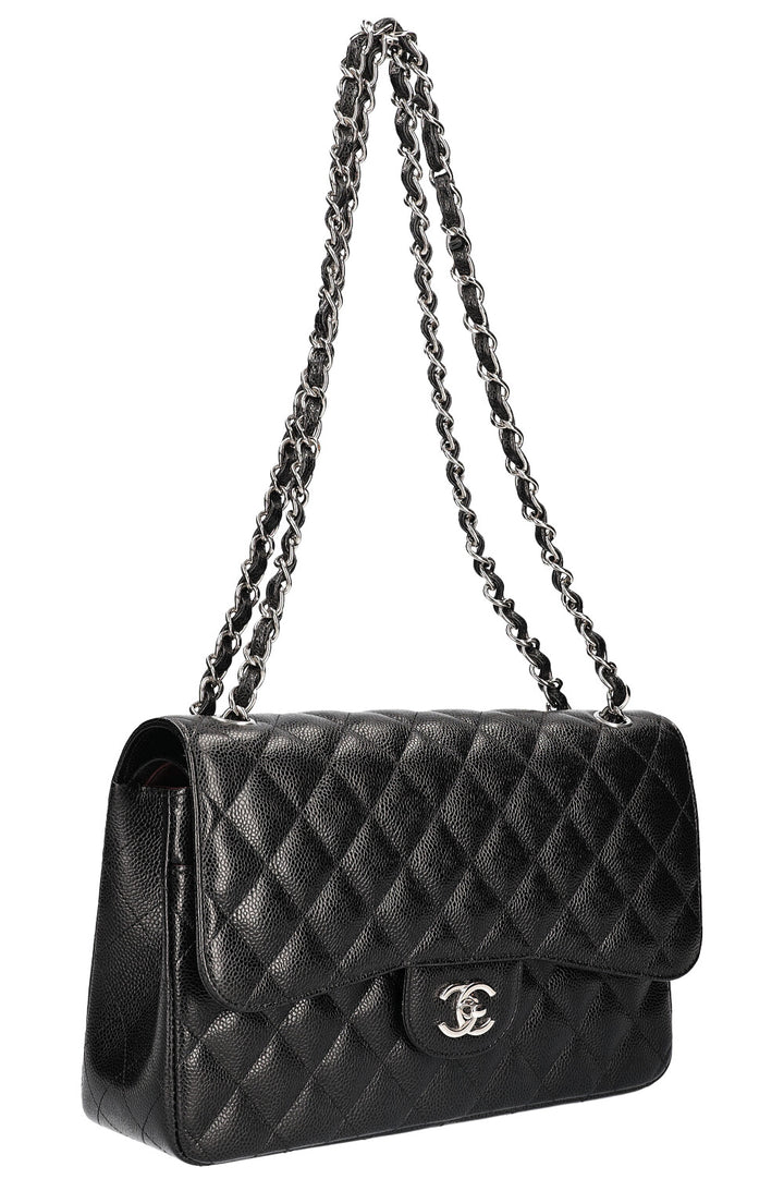 CHANEL Double Flap Bag Large Caviar Black