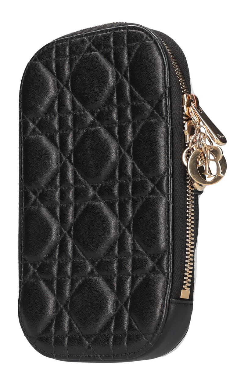 CHRISTIAN DIOR Lady Dior Phone Holder Black