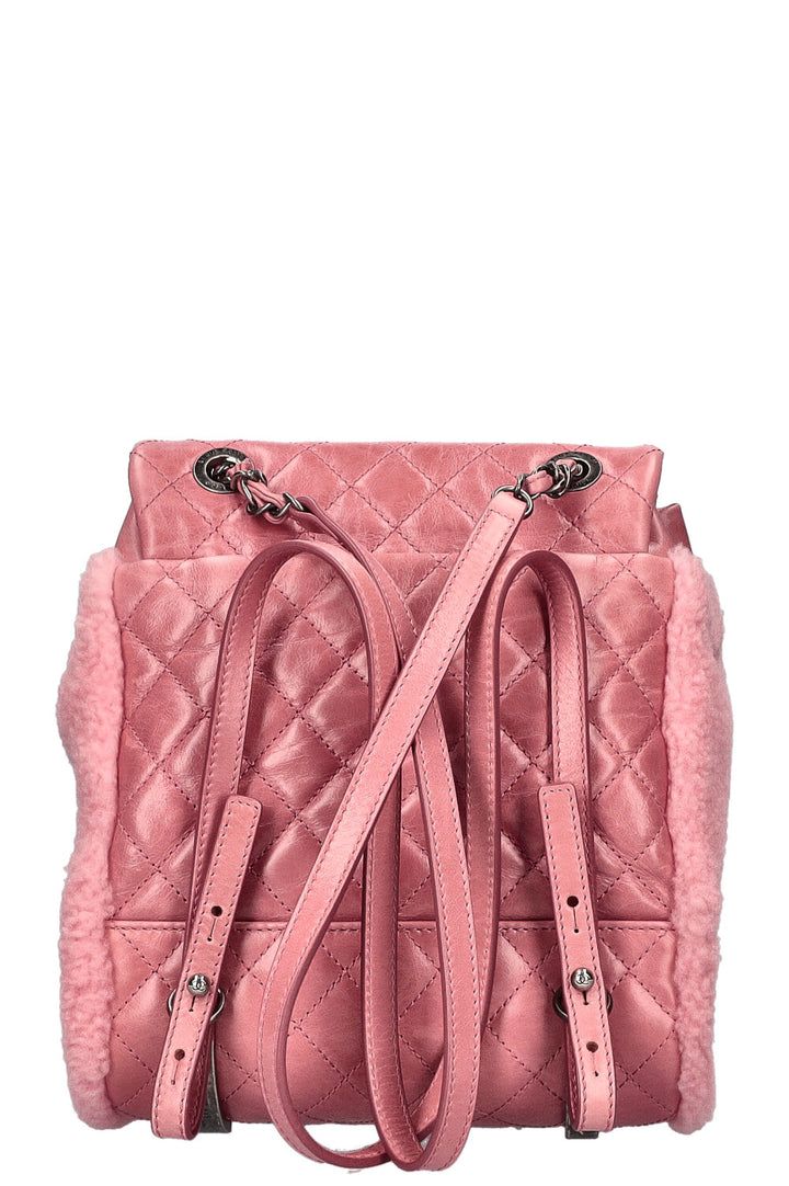 CHANEL Mountain Backpack Shearling Pink