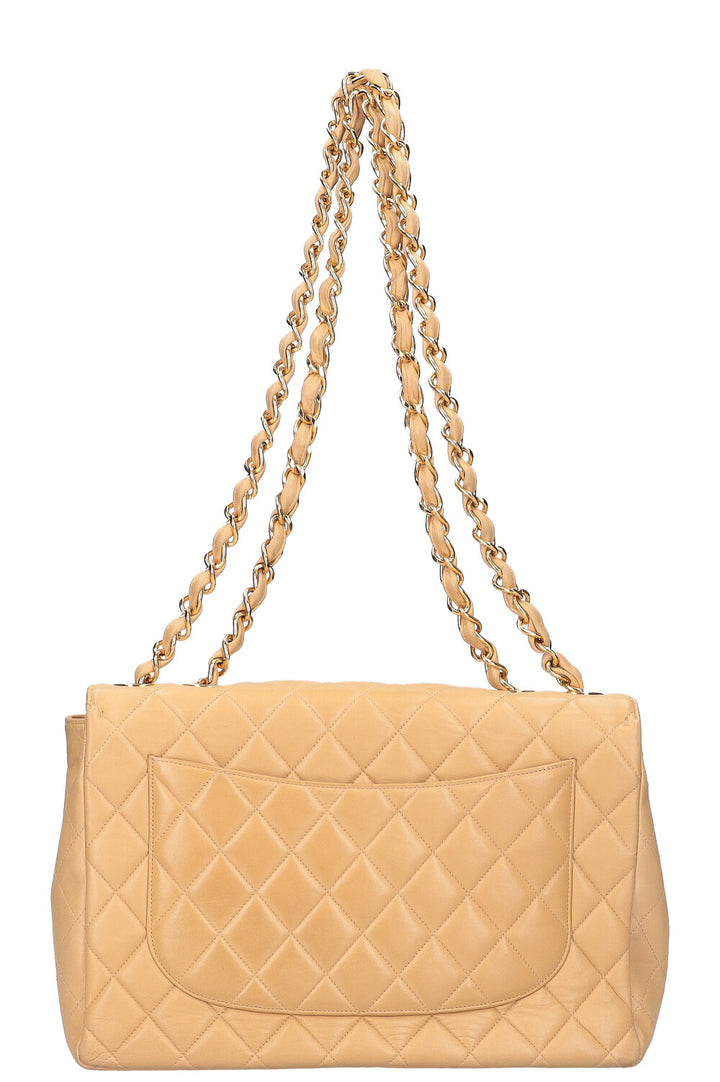 CHANEL Vintage Single Flap Bag Jumbo Beige