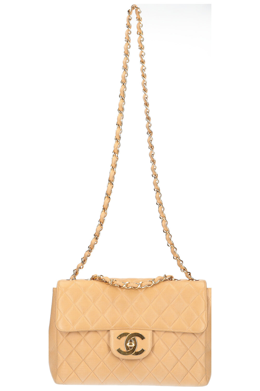 CHANEL Vintage Single Flap Bag Jumbo Beige