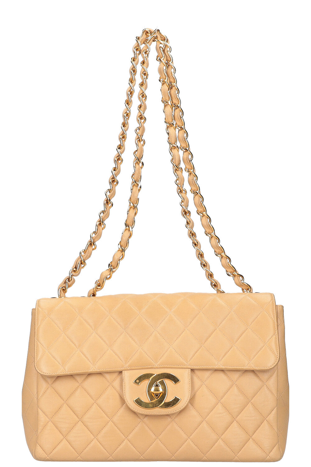 CHANEL Vintage Single Flap Bag Jumbo Beige