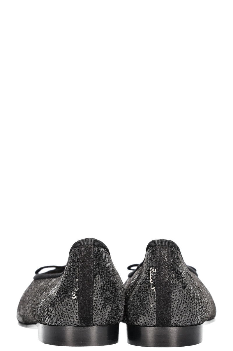 CHANEL Classic Flats Sequin Black