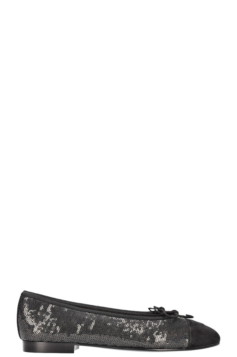 CHANEL Classic Flats Sequin Black