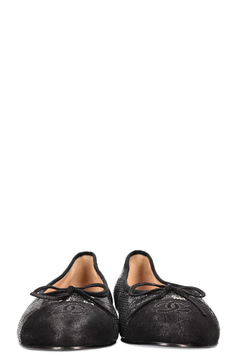 CHANEL Classic Flats Sequin Black