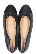 CHANEL Classic Flats Sequin Black