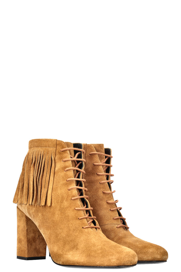 SAINT LAURENT Bottines Franges Caramel