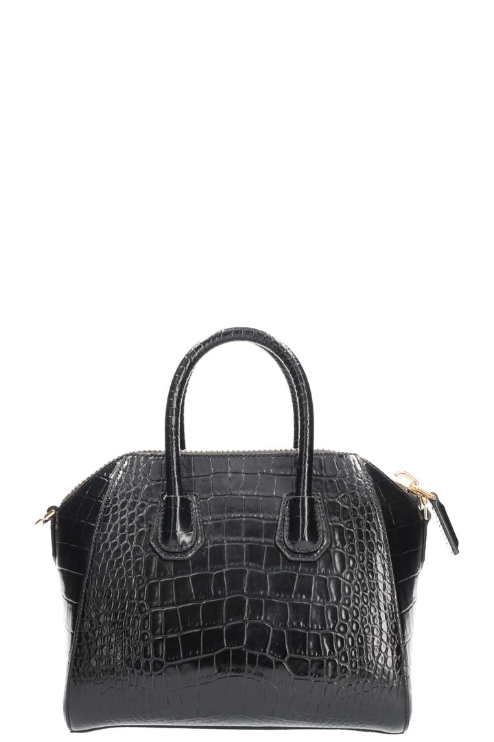 GIVENCHY Mini Croco Embossed Antigona Bag Black