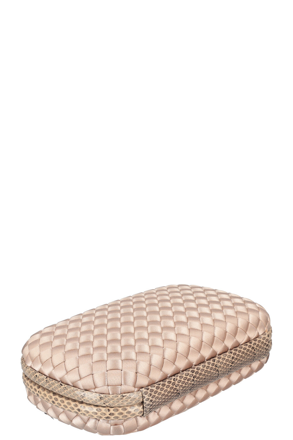 BOTTEGA VENETA Knot Clutch Satin & Water Snake Powder