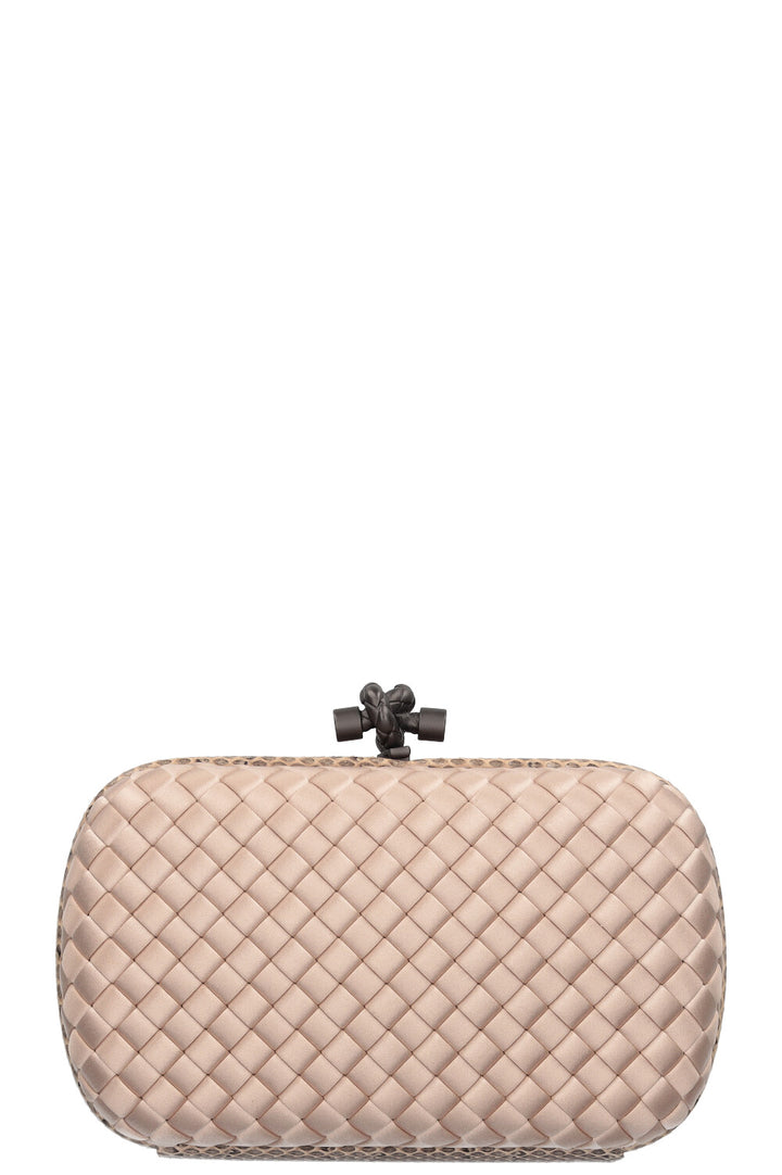 BOTTEGA VENETA Knot Clutch Satin & Water Snake Powder