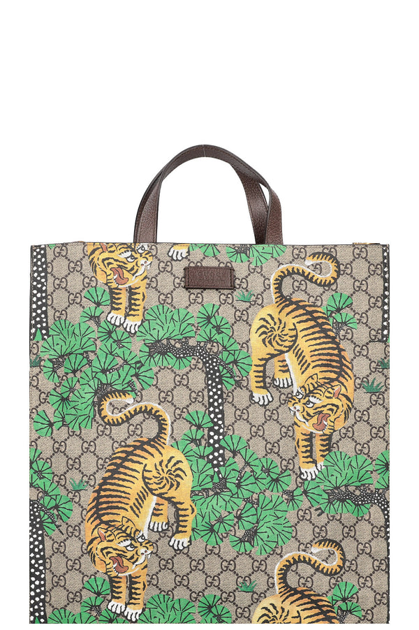 GUCCI Convertible Soft Open Tote Bengal Print GG Toile