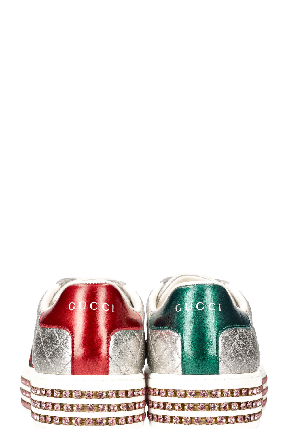 GUCCI Ace Bee Platform Sneakers Silver