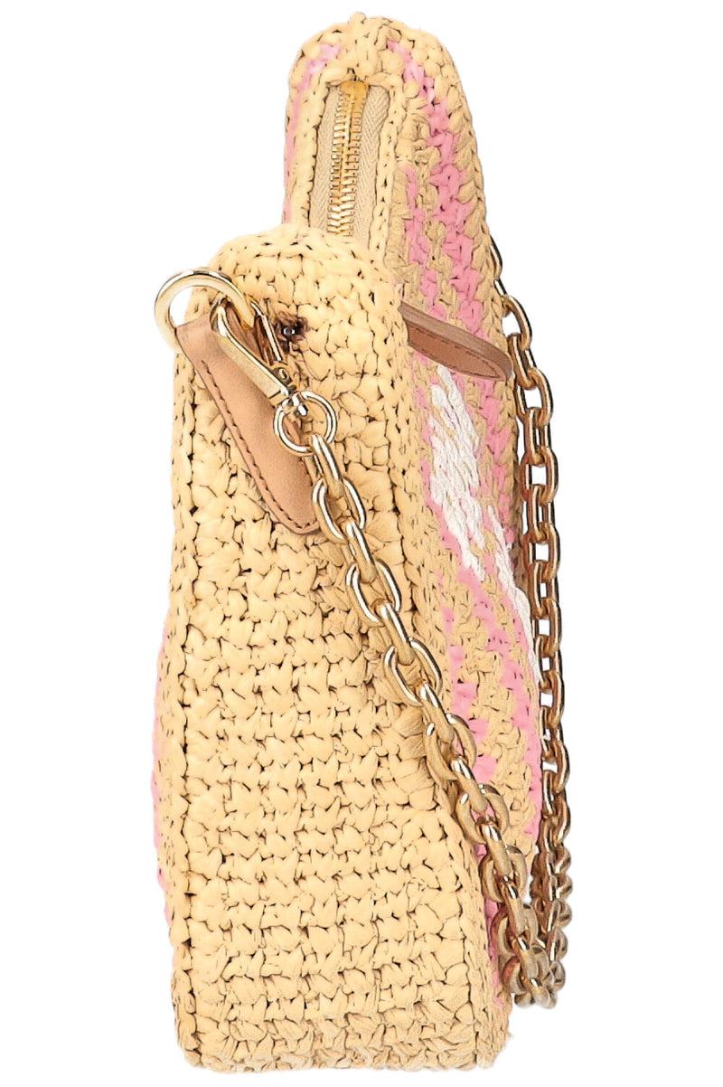 PRADA Re-Edition 2005 Crochet Bag Tan Pink