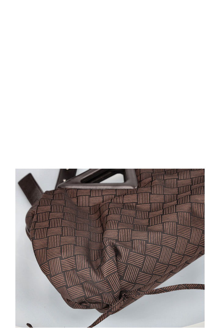 BOTTEGA VENETA Point Top Handle Bag Pouch Jacquard Brown