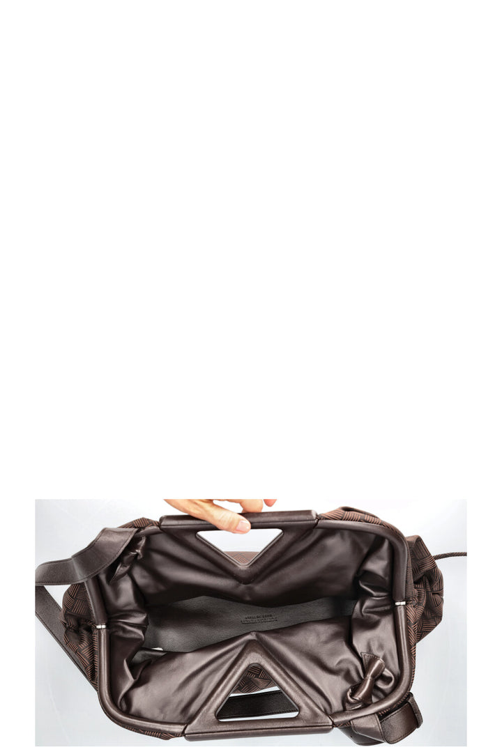 BOTTEGA VENETA Point Top Handle Bag Pouch Jacquard Brown