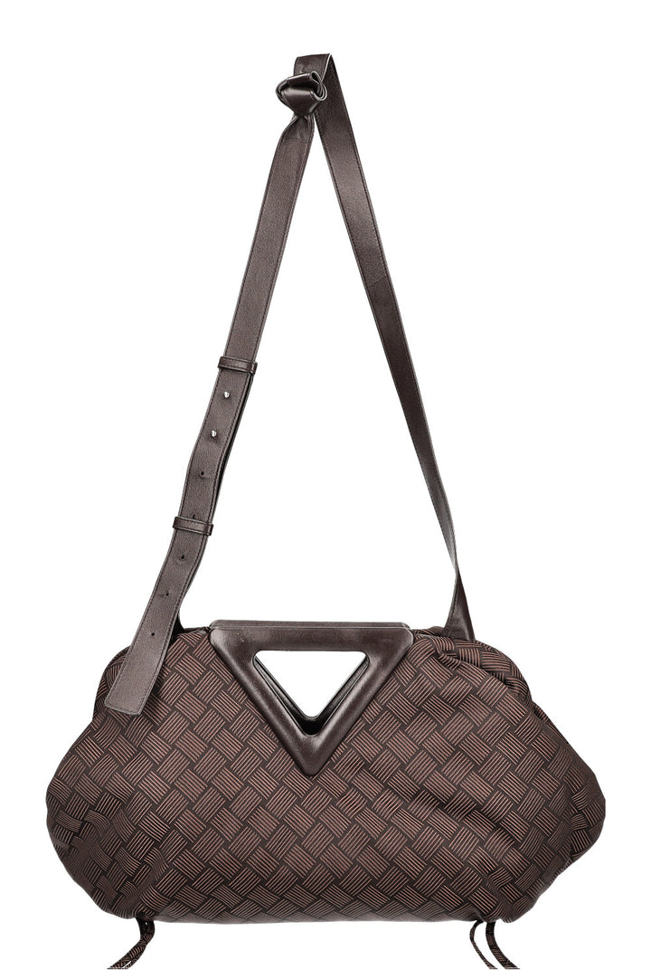 BOTTEGA VENETA Point Top Handle Bag Pouch Jacquard Brown