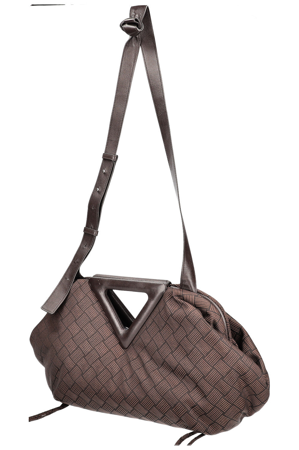 BOTTEGA VENETA Point Top Handle Bag Pouch Jacquard Brown