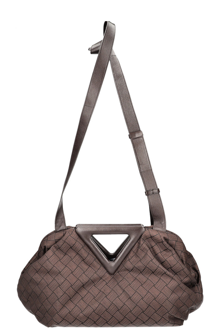 BOTTEGA VENETA Point Top Handle Bag Pouch Jacquard Brown