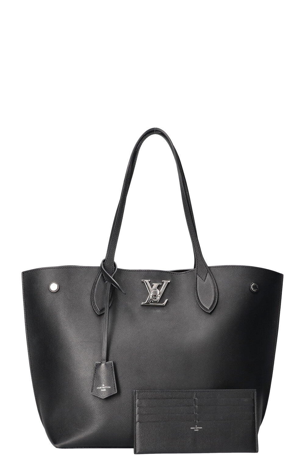 LOUIS VUITTON Authentic Women's Lock Me Go Tote Bag Black Leather M55028