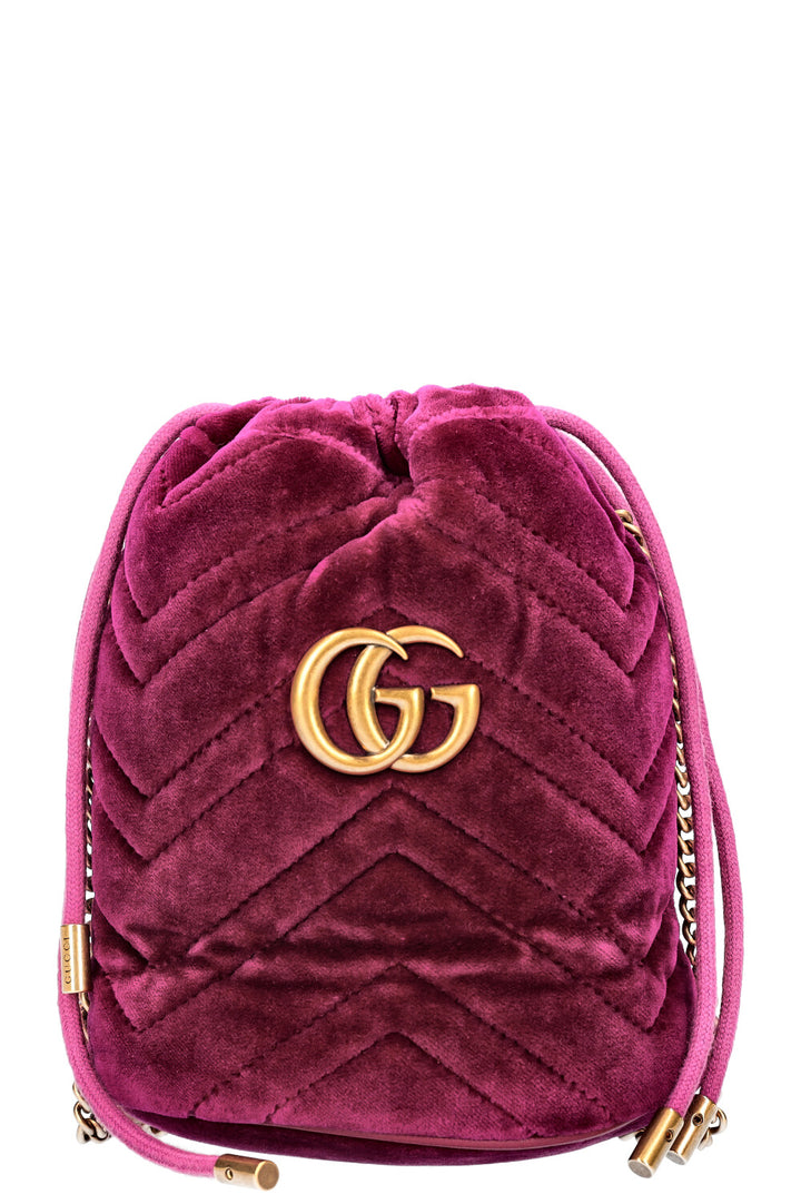 GUCCI Mini GG Marmont Bucket Bag Purple Velvet