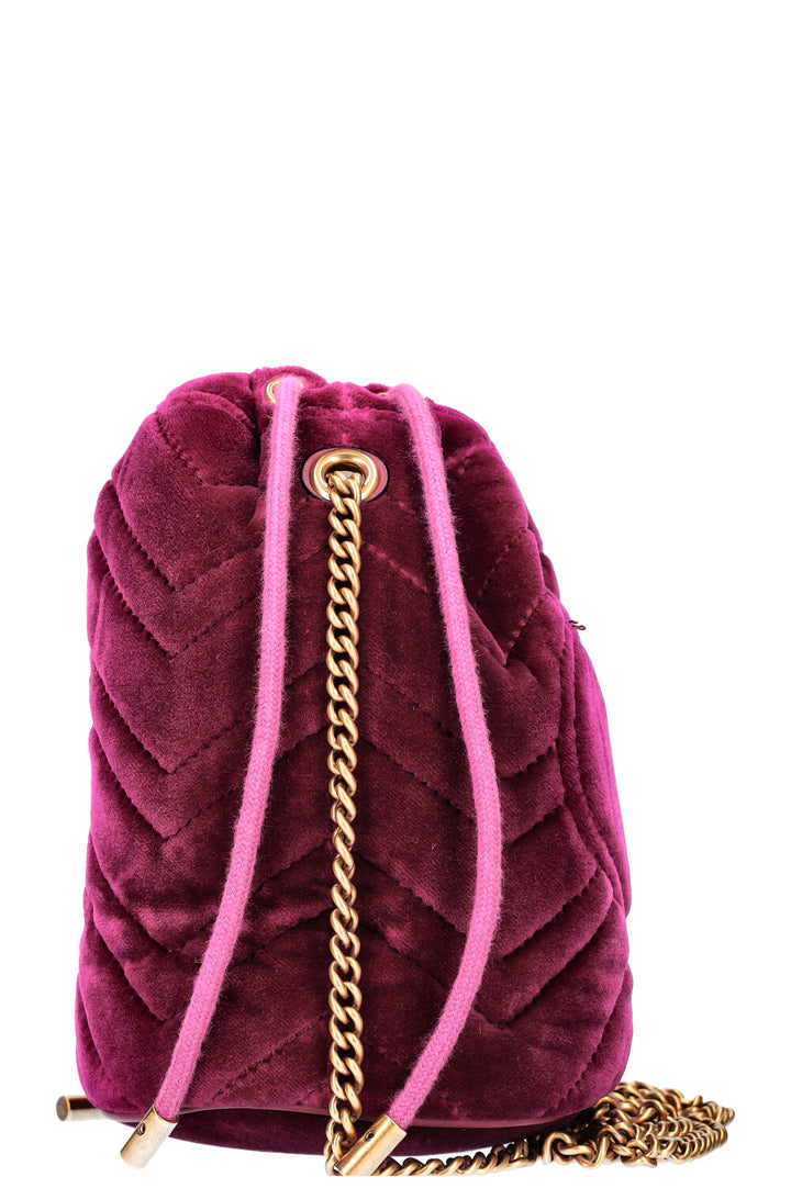 GUCCI Mini GG Marmont Bucket Bag Purple Velvet