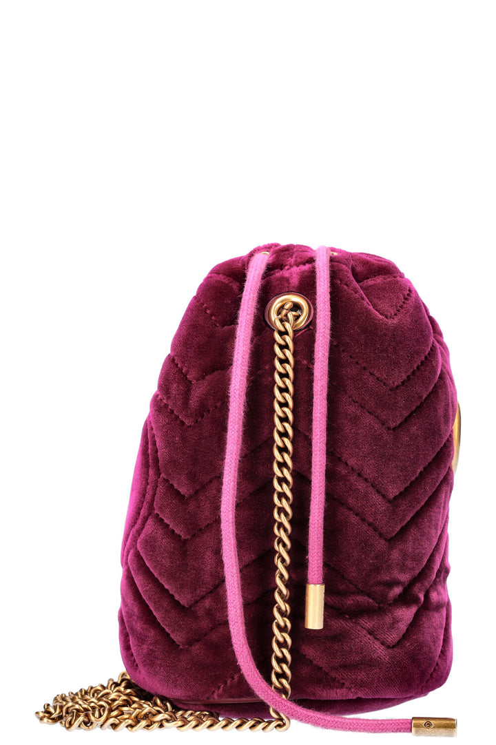 GUCCI Mini GG Marmont Bucket Bag Purple Velvet