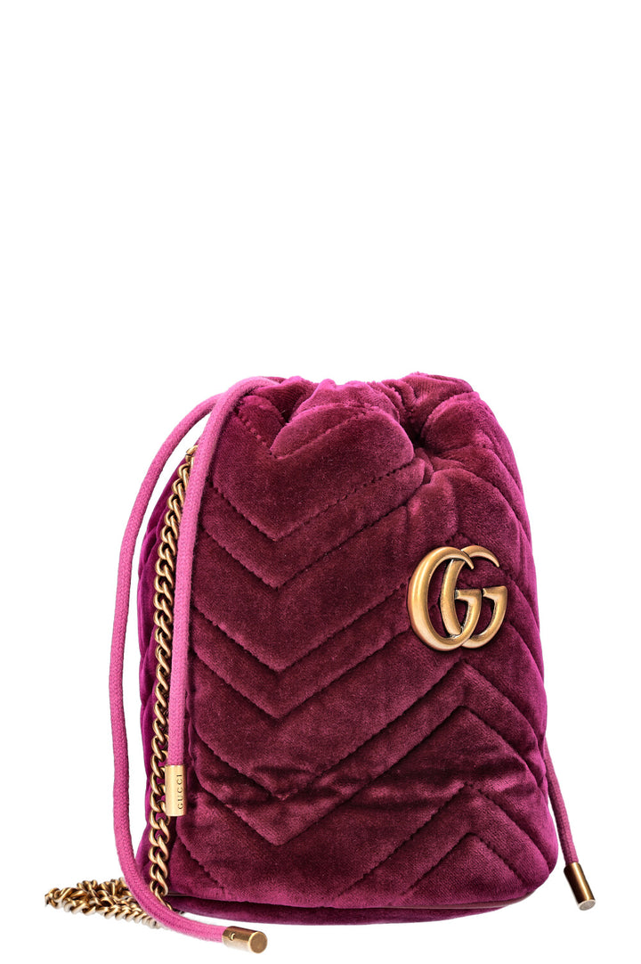GUCCI Mini GG Marmont Bucket Bag Purple Velvet
