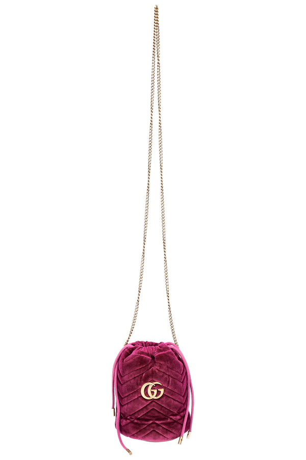 GUCCI Mini GG Marmont Bucket Bag Purple Velvet