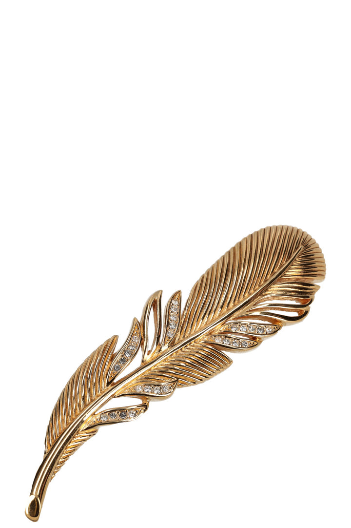 CHRISTIAN DIOR Feather Brooch Gold