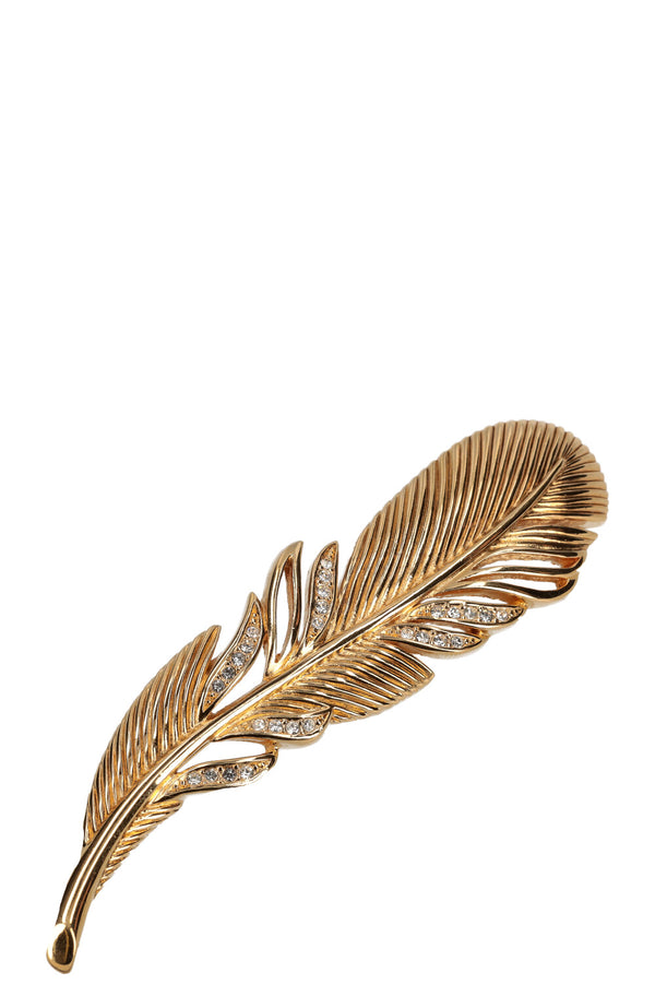 CHRISTIAN DIOR Broche Plume Or